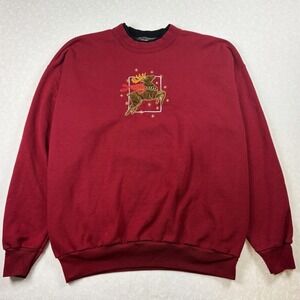 Vintage Top Stitch Christmas Reindeer Sweatshirt —‎ Estimated Size XL
